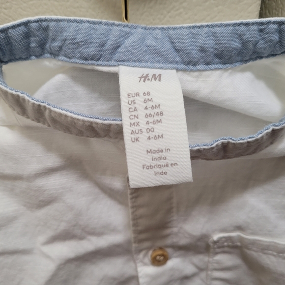 H&M Kids White Button-Up Long Sleeve Shirt 6months - Picture 2 of 4